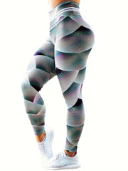 Abstract Line Print High Waist Yoga Pant