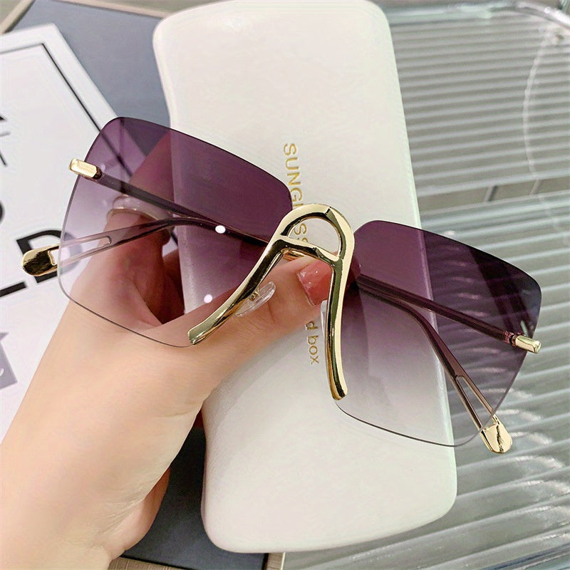 Y2K Alphabet A Sunglasses Gradient Square Rimless UV400