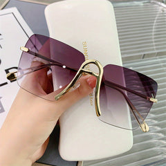 Y2K Alphabet A Sunglasses Gradient Square Rimless UV400