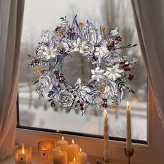 Christmas Decorative Glass Sticker Cartoon Flower Static Sticker