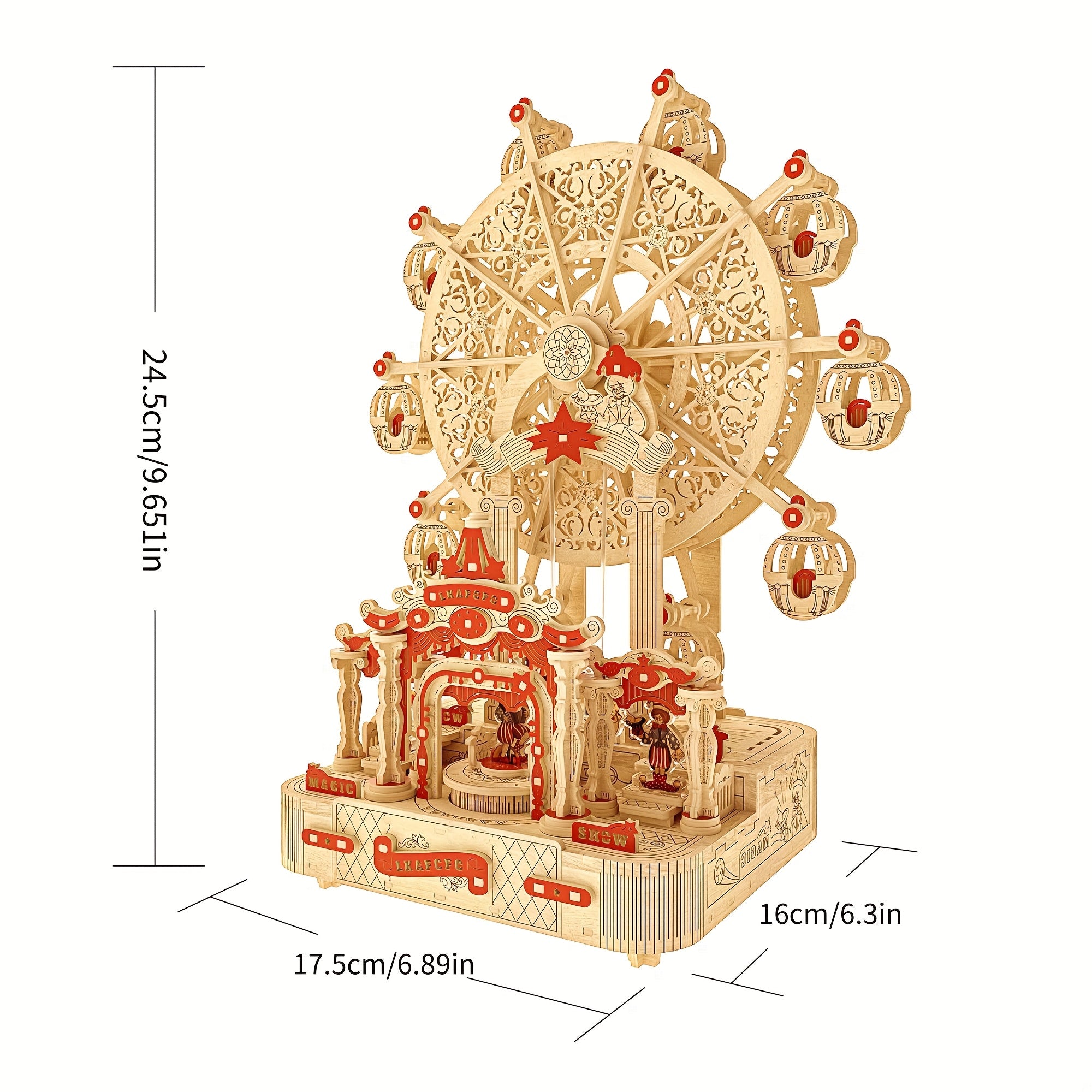 DIY 3D Wooden Puzzle Ferris Wheel Music Box Handcrafted Model Kit