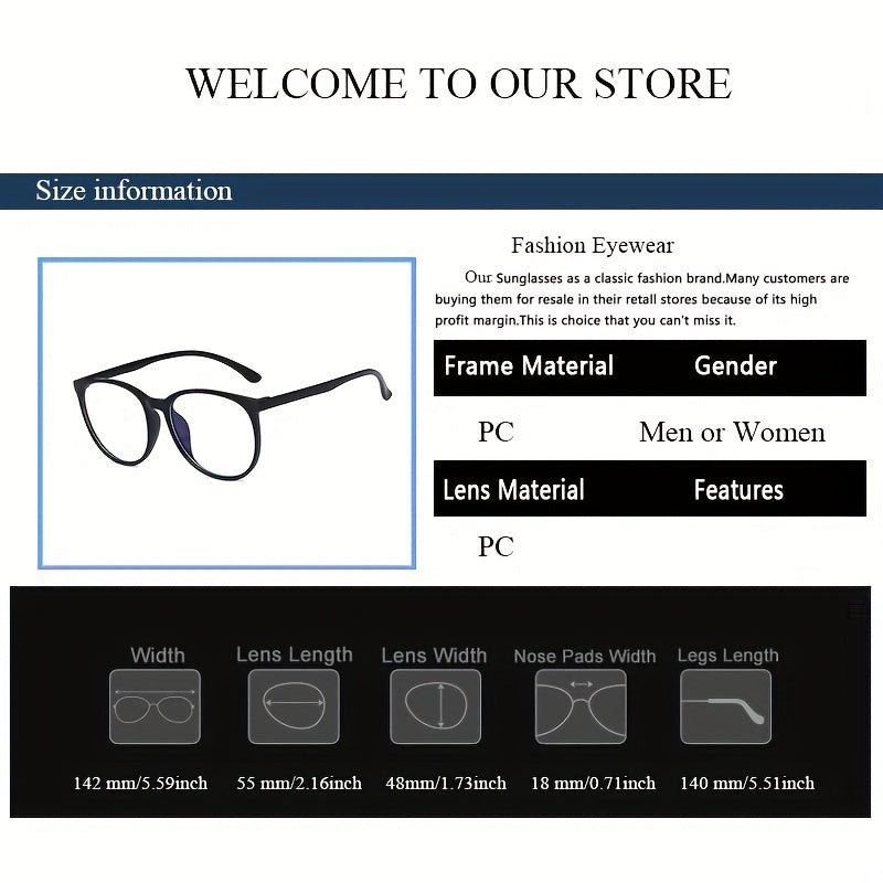 Light Blocking Glasses Oval Clear Lens Anti Eyestrain Computer Gaming Glasses