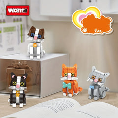 Mini Plush Cat Building Block Toys DIY Animal Models