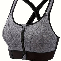 Women's Zipper Sports Bra Shockproof Yoga Top