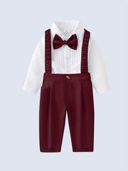 Baby Gentleman Suit 2pcs Long Sleeved Shirt and Overalls Pants