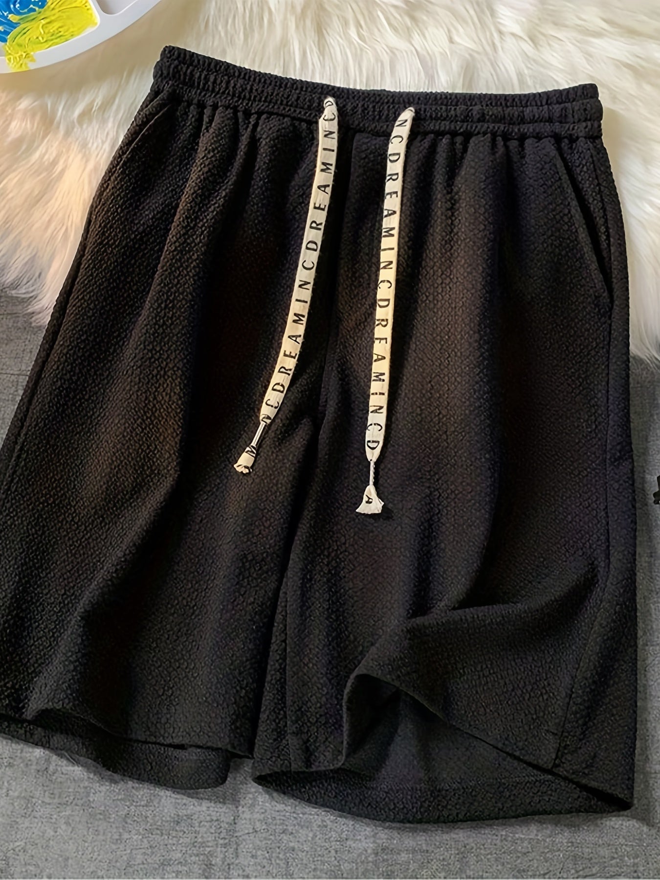 Drawstring Solid Shorts Elastic Waist Workout Comfy Shorts