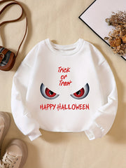 Girls' Cartoon Eyeballs Crew Neck Sweatshirt for Halloween Party