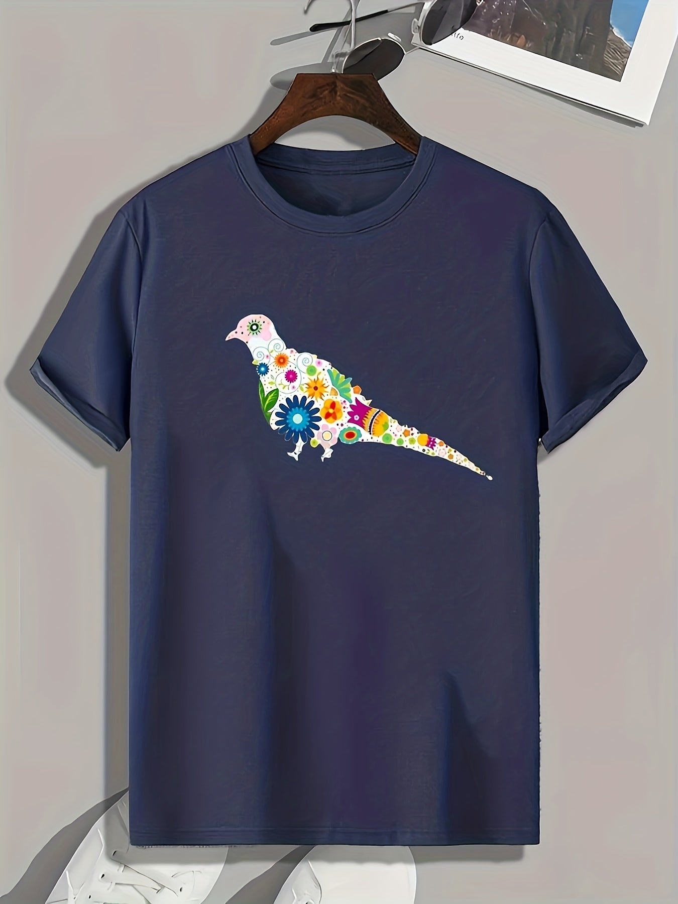 Bird Pattern Print Men's Sports T-shirt Graphic Tee