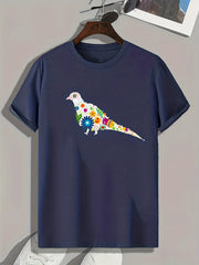 Bird Pattern Print Men's Sports T-shirt Graphic Tee