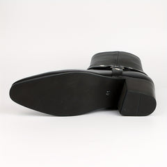 Men's High Heeled Boots Black Leather
