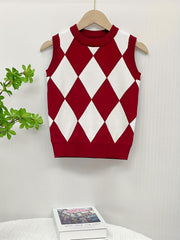 Toddler Boys Argyle Pattern Knit Vest for Spring Autumn Winter