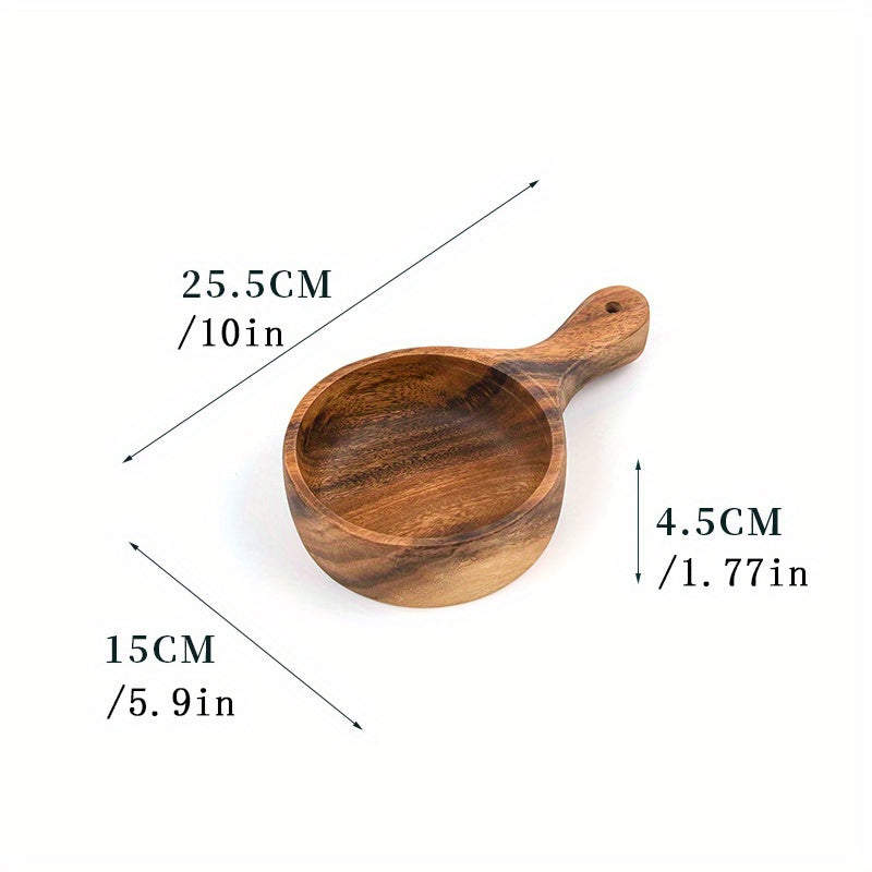 Beech Wood Salad Bowl with Handle for Outdoor Dining