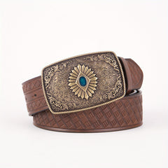 Retro Style High Embossed Big Eye Pattern Buckle Men's Belt
