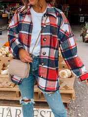 Plaid Shirt Jacket Long Sleeve Casual Shacket for Women