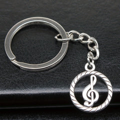 Music Note Keychain Retro Vintage Metal Key Ring Purse Bag Backpack Car Key