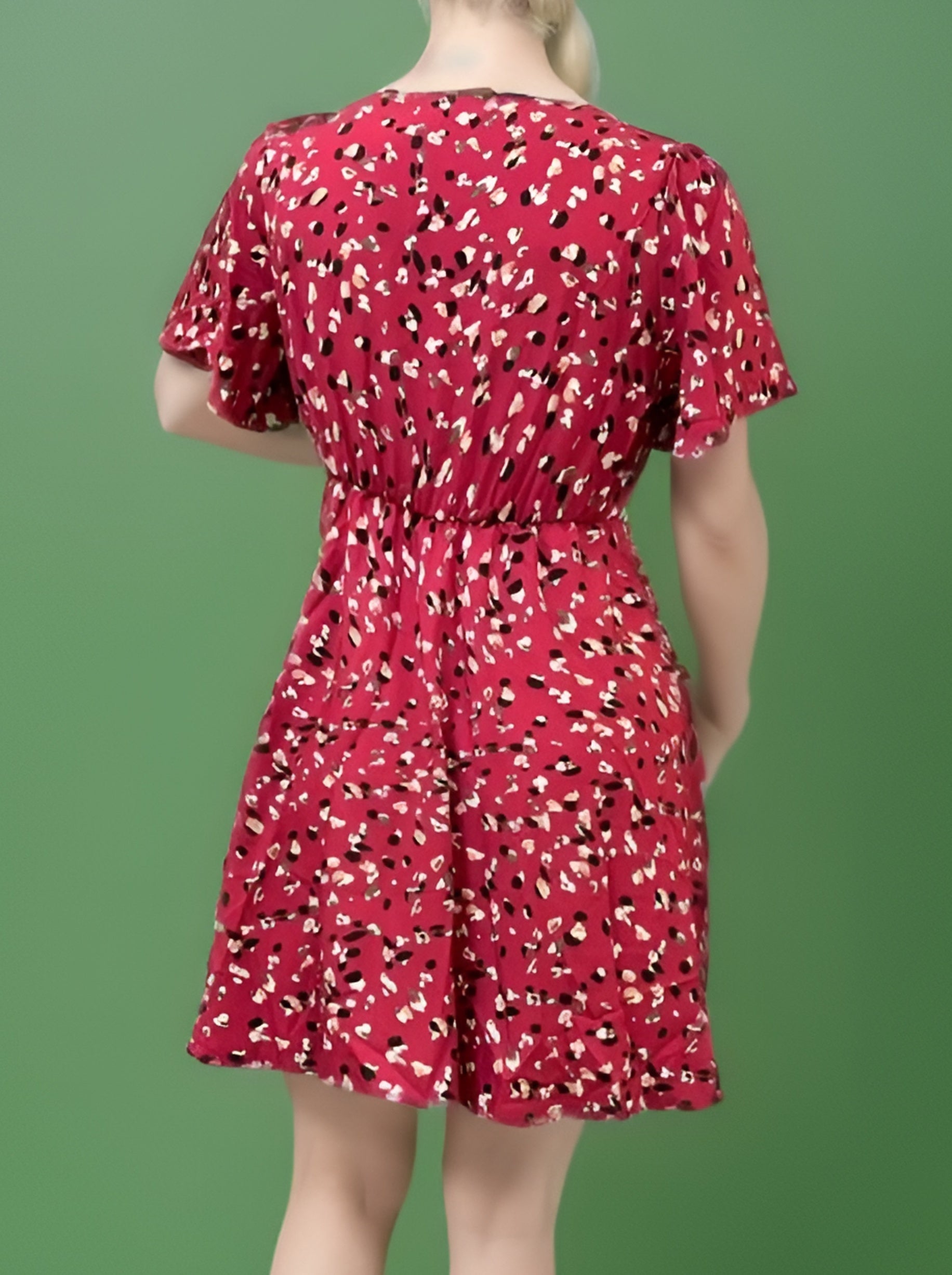 Dress Women's Plus Floral Print Bell Sleeve Cut Out Round Neck Dress