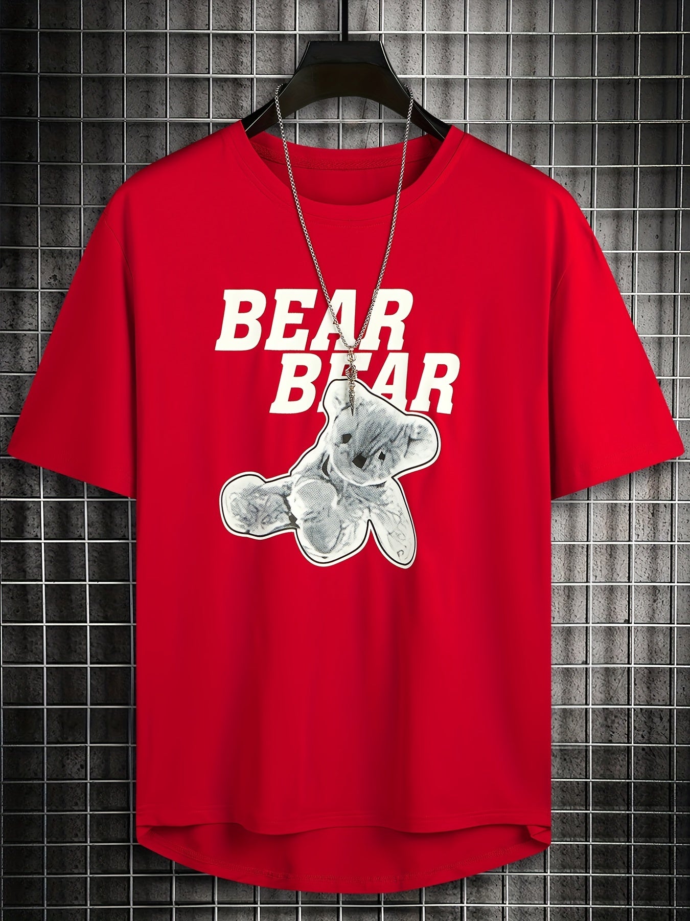 BEAR BEAR Men's Graphic Crew Neck T-shirt for Summer