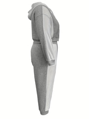 Colorblock Hooded Crop Coat & Leggings Set