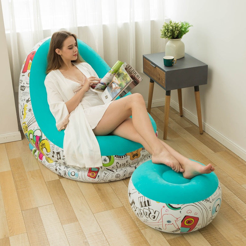Inflatable Deck Chair Folding Lounger Sofa Portable for Indoor Outdoor Travel