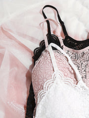 Floral Lace Bra & Panties Set Wireless Lingerie Women's Underwear