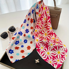 Daisy & Cartoon Flower Print Bandana Scarf Shawl Wrap Gift For Mother