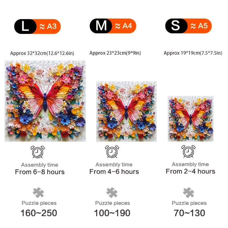 Colorful Butterfly Wooden Puzzle High Difficulty Magic Brain Teaser