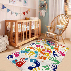 Soft Fluffy Hand Print Carpet Area Rug Non Slip Backing
