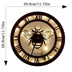 Small Bee Shape Wooden Clock Voice Light Model