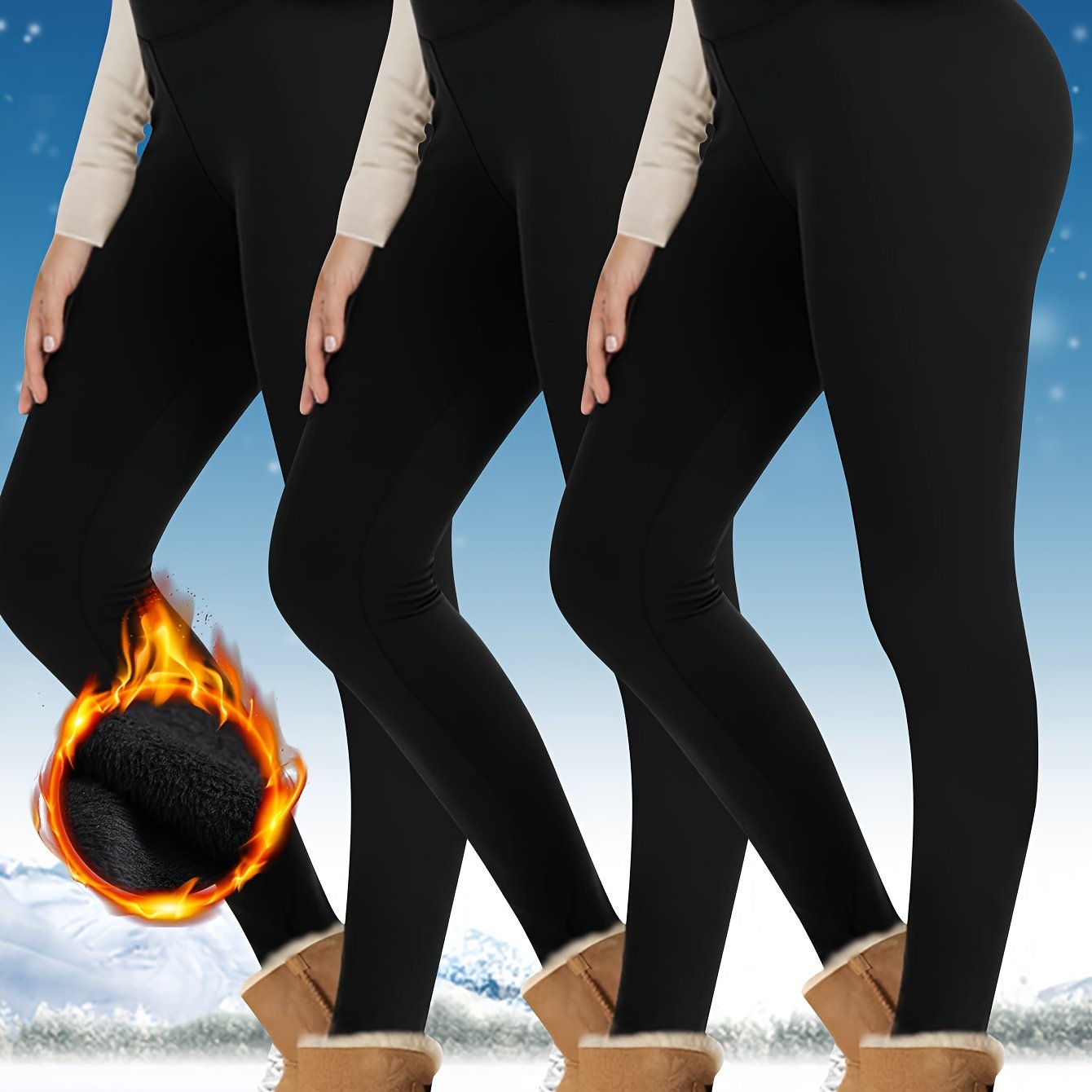 3pcs High Waist Fleece Lined Yoga Leggings Slim Fit Workout Pants