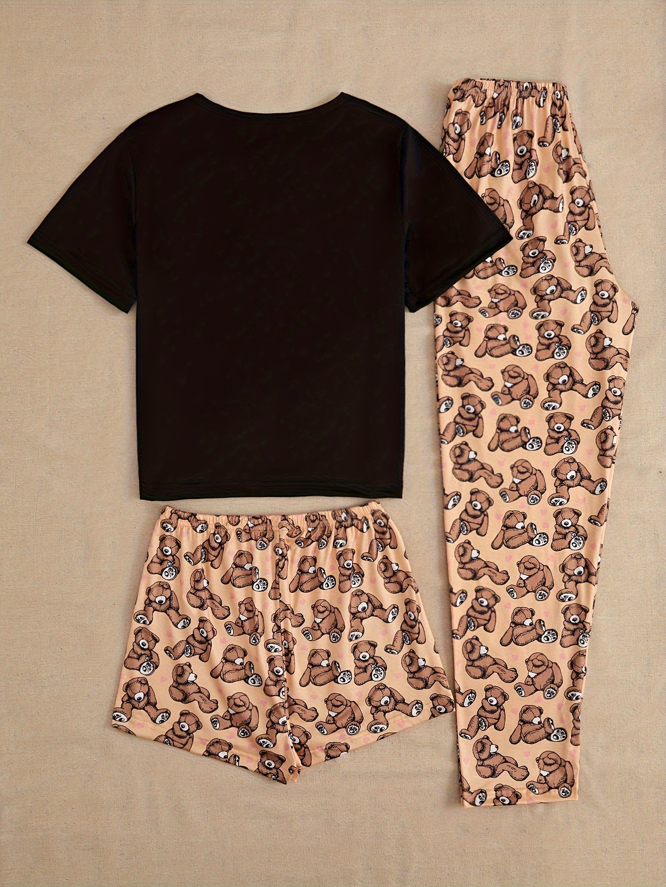 Cute Bear Print Pajama Set for Women