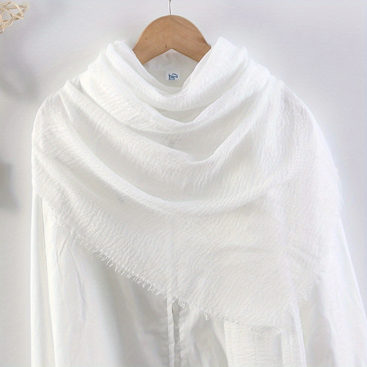 Soft Breathable Raw Edge Wrinkle Shawl Thin Scarf