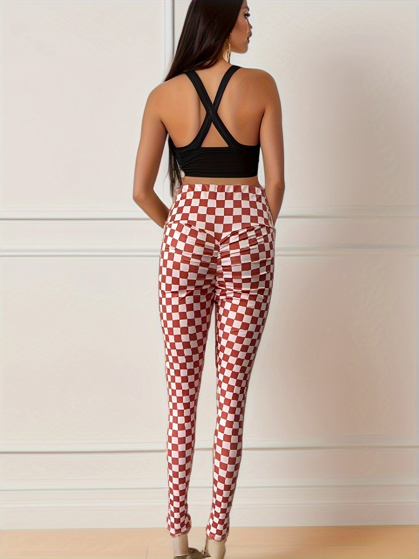 Chessboard Pattern Seamless Running Butt Lifting Workout Leggings
