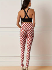 Chessboard Pattern Seamless Running Butt Lifting Workout Leggings