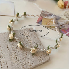 Faux Pearl Flower Princess Headband Hair Accessories for Girls