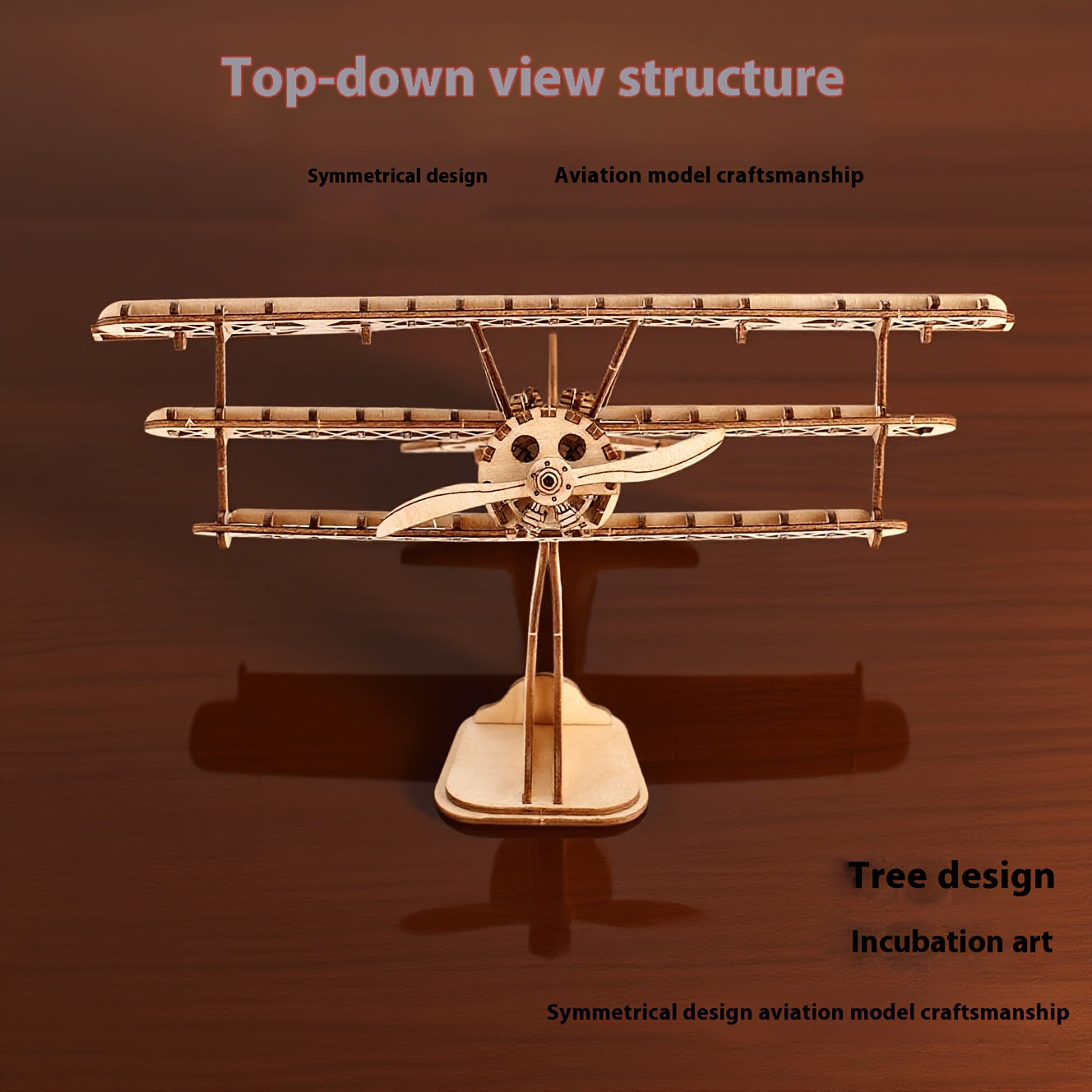 3D Wooden Puzzle Two Wing Aircraft DIY Craft Plane Model Christmas Gift