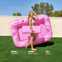 Inflatable Tanning Pool Chair with Pillows - Sunscreen Tub Raft
