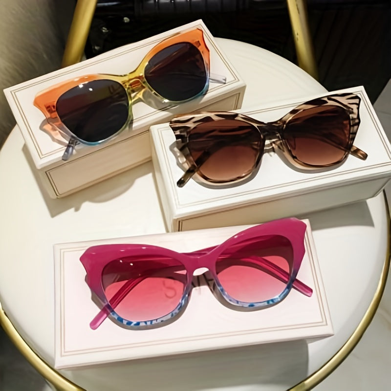 Cat Eye Sunglasses Gradient Lens Block Glasses UV400