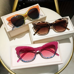 Cat Eye Sunglasses Gradient Lens Block Glasses UV400
