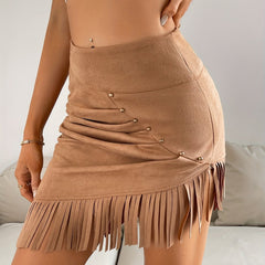 Tassel Beaded Bodycon Skirt for Women