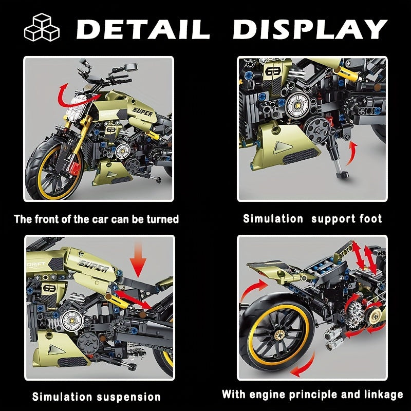 Motorbike Supercar 1260 Blocks Racing Vehicle Building Toy