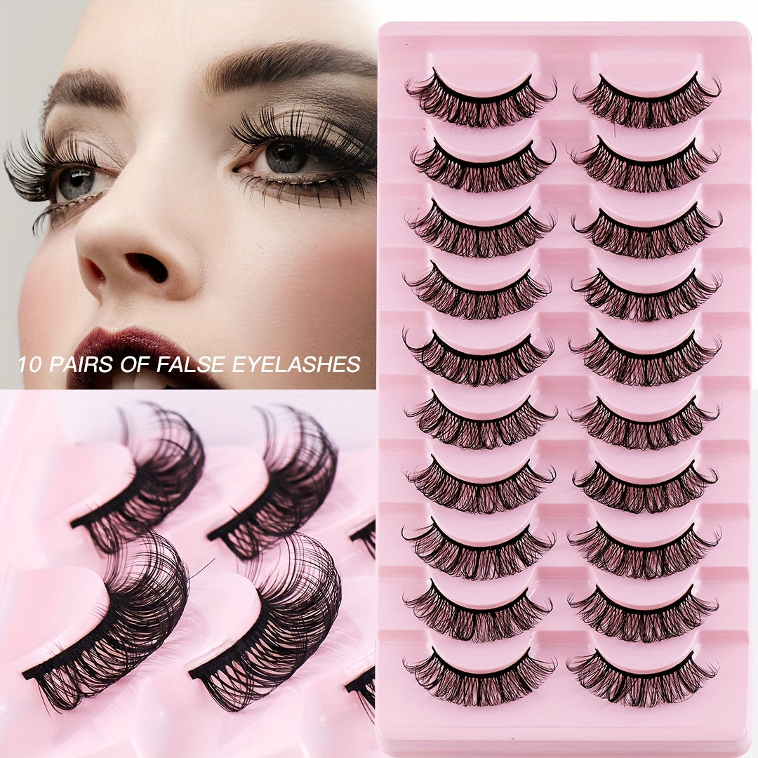10 Pairs Fluffy Thick False Eyelashes Natural Volume Soft Long Full Strip Lashes