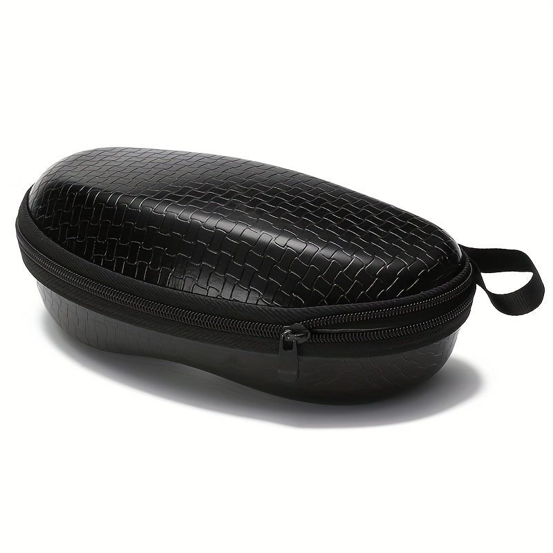 Men's Textured PU Leather Glasses Case Hard Protective Sunglasses Cover