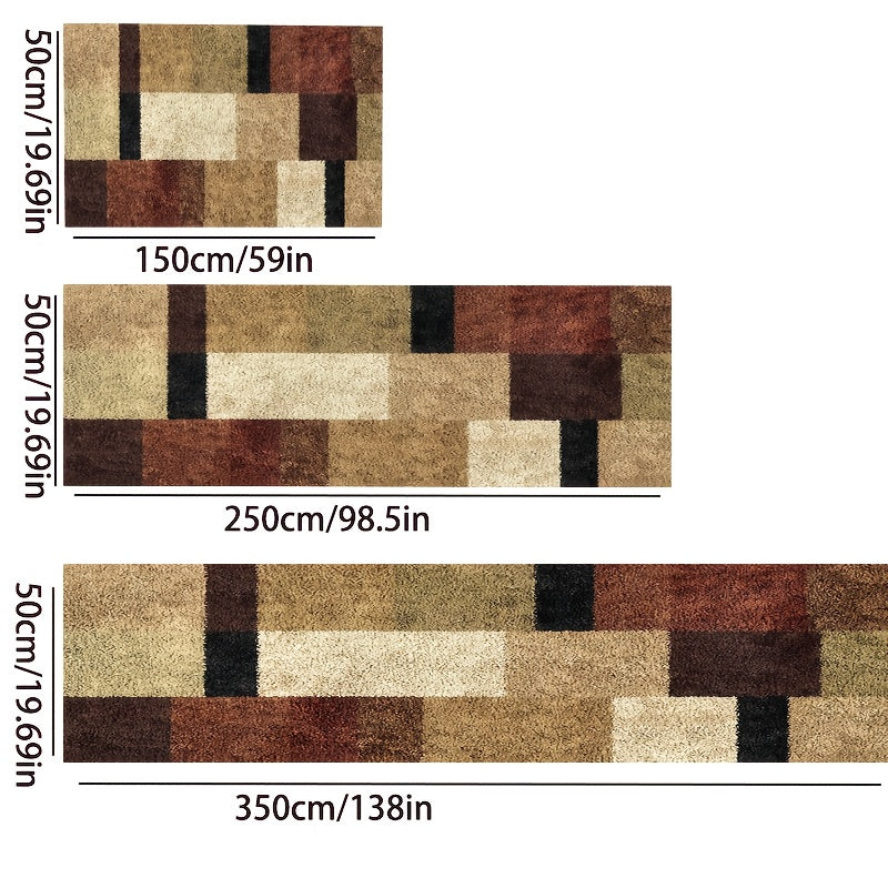Geometric Runner Rug Soft Kitchen Mat Non Slip Washable Stair Carpet