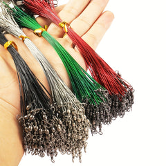 20pc Heavy Duty Fishing Wire Leaders with Swivels Anti Bite Gear