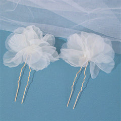 Girls Fairy Silk Flower Hairpin U Shape Tassel Hairpin