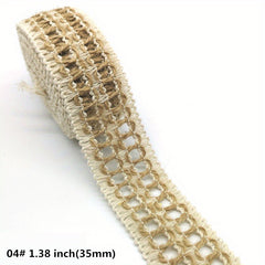 3 Yards Flower Pattern Jute Ribbon Wedding Party Decor DIY Crafts Wrapping