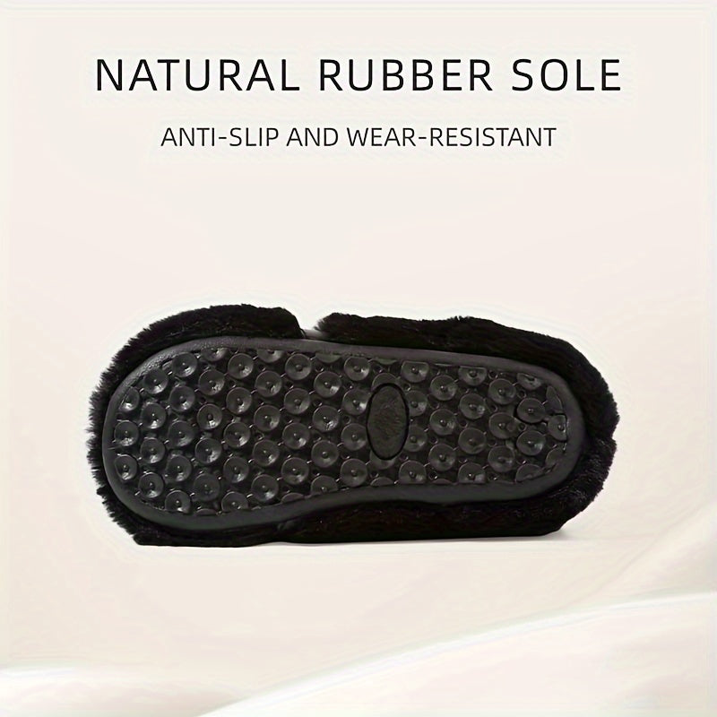 TARANIS Furry Slip On Walking Shoes For Girls Soft Warm Flat Shoes