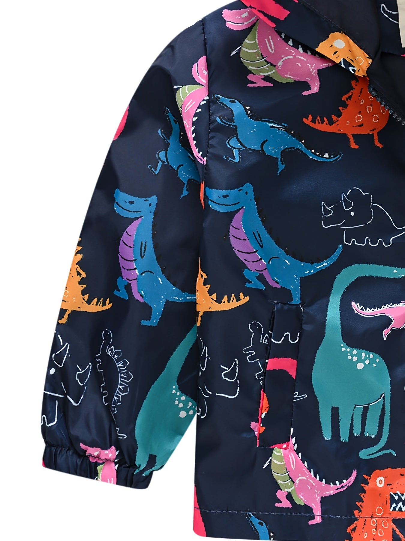 Dinosaur Print Zipper Hooded Jacket for Boys & Girls