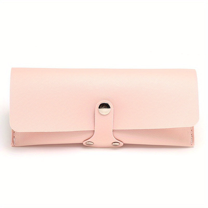 Snap Button Eyeglasses Bag PU Leather Glasses Sunglasses Pouch