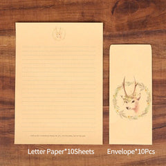 20pcs Vintage Stationery Set: 10 Sheets Letter Paper, 10 Envelopes, Flowers
